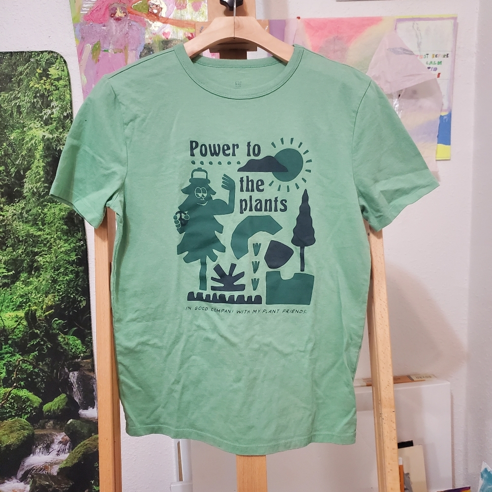 GAP Kids 100% Organic Cotton Power to The Plants Green T Shirt